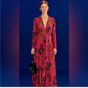 Farm Rio Pink Wild Leopards Midi Dress